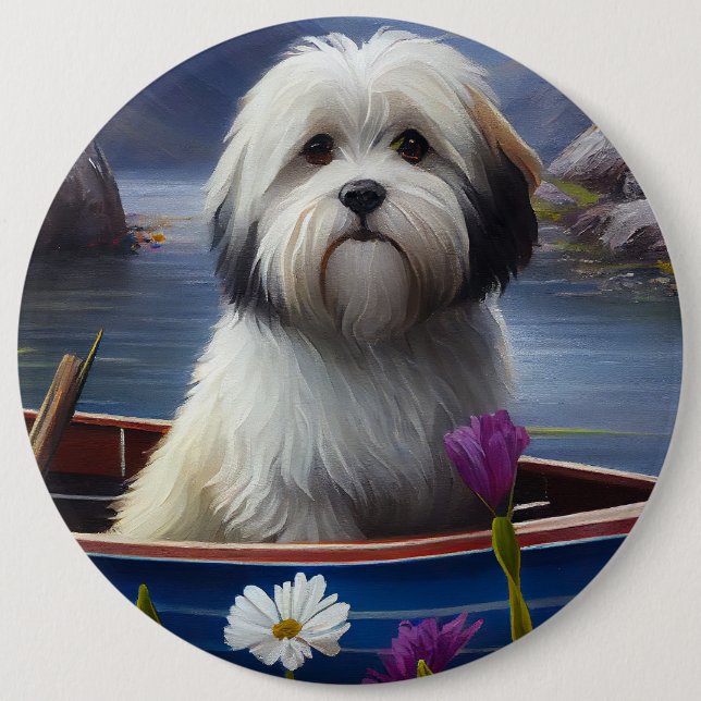 Havanese on a Paddle: A Scenic Adventure 6 Cm Round Badge (Front)