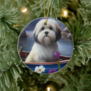 Havanese on a Paddle: A Scenic Adventure Ceramic Ornament