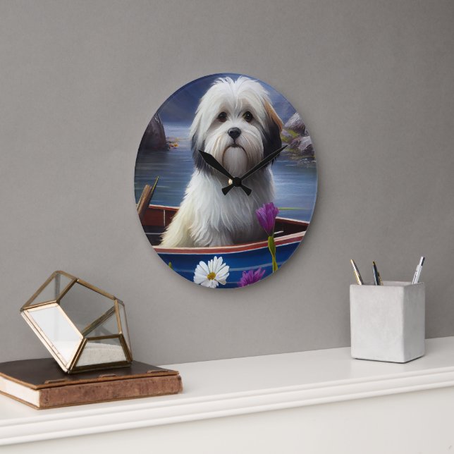 Havanese on a Paddle: A Scenic Adventure Large Clock (Office)