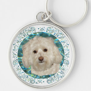 Havanese on Turquoise Water Key Ring