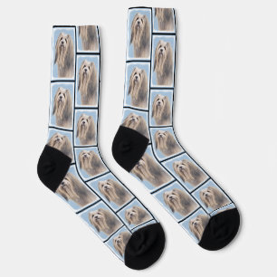 Havanese Painting Silver Cute Original Pet Dog Art Socks