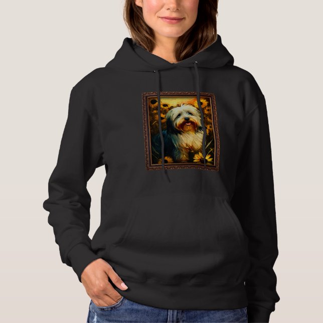 Havanese Painting Sunflower Flower Mom Women Flora Hoodie (Front)