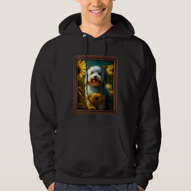Havanese Painting Sunflower Flower Mom Women Flora Hoodie (Front)