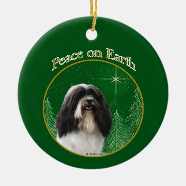 Havanese Peace Keychain Ceramic Ornament (Front)
