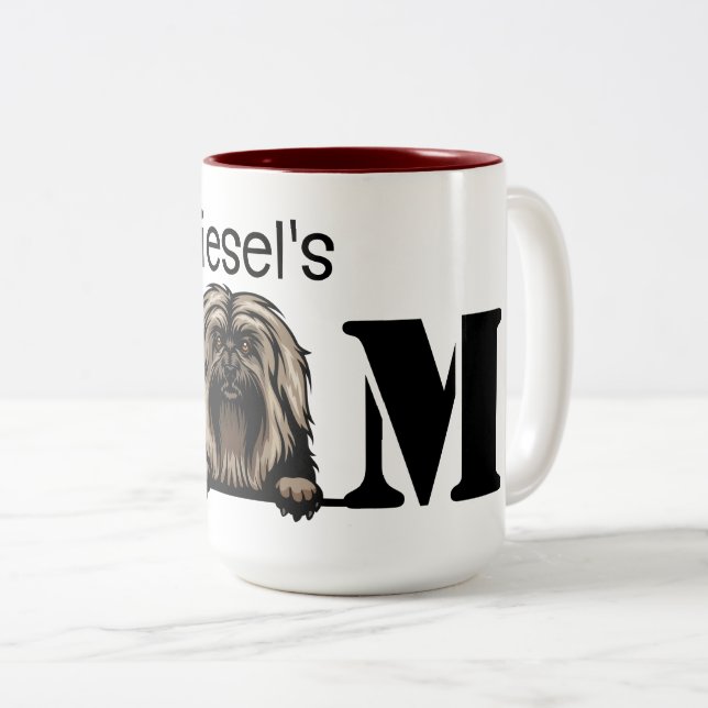 Havanese Personalised Peeking Mum Two-Tone Coffee Mug (Front Right)