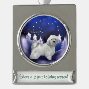 Havanese Personalized Christmas Silver Plated Banner Ornament