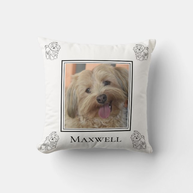 Havanese Photo With Drawings Personalised Cushion (Front)