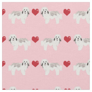 havanese pink hearts love dog fabric