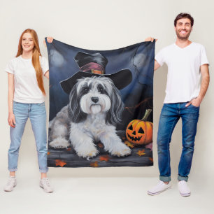 Havanese Pumpkins Halloween Scary Fleece Blanket