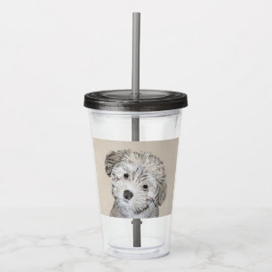 Havanese Puppy Painting - Cute Original Dog Art Acrylic Tumbler