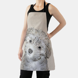 Havanese Puppy Painting - Cute Original Dog Art Apron