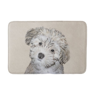 Havanese Puppy Painting - Cute Original Dog Art Bath Mat