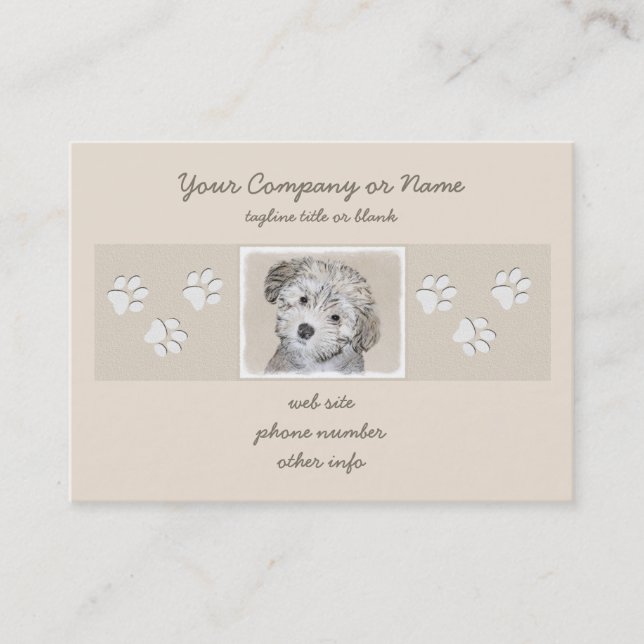 Havanese Puppy Painting - Cute Original Dog Art Business Card (Front)