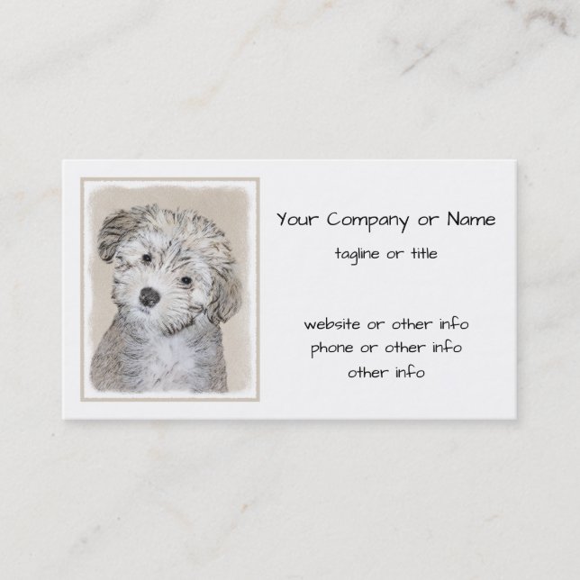 Havanese Puppy Painting - Cute Original Dog Art Business Card (Front)