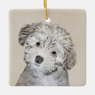Havanese Puppy Painting - Cute Original Dog Art Ceramic Ornament