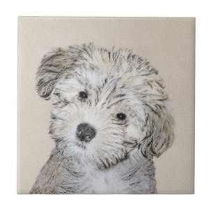Havanese Puppy Painting - Cute Original Dog Art Ceramic Tile