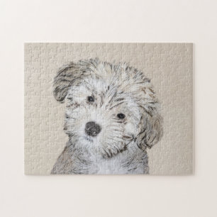 Havanese Puppy Painting - Cute Original Dog Art Jigsaw Puzzle