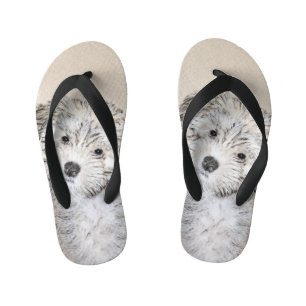 Havanese Puppy Painting - Cute Original Dog Art Kid's Thongs