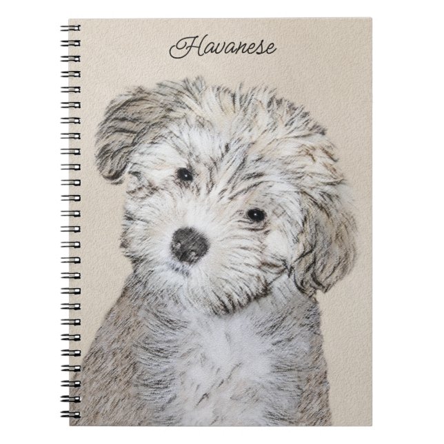 Havanese Puppy Painting - Cute Original Dog Art Notebook (Front)