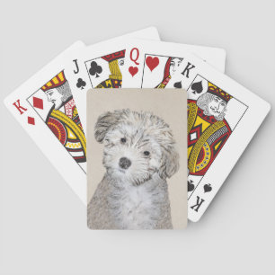 Havanese Puppy Painting - Cute Original Dog Art Playing Cards
