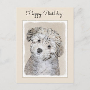 Havanese Puppy Painting - Cute Original Dog Art Postcard