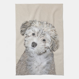Havanese Puppy Painting - Cute Original Dog Art Tea Towel