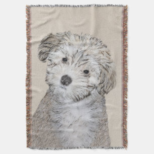 Havanese Puppy Painting - Cute Original Dog Art Throw Blanket