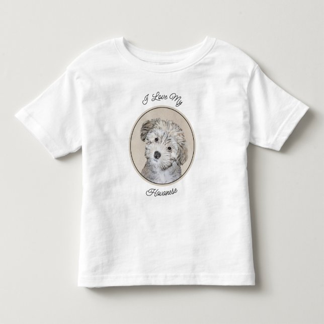 Havanese Puppy Painting - Cute Original Dog Art Toddler T-Shirt (Front)