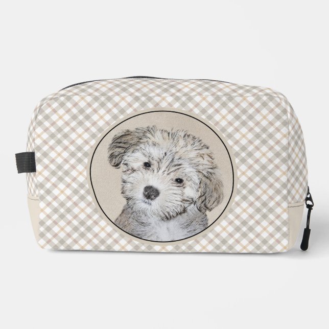 Havanese Puppy Painting Sable Original Pet Dog Art Dopp Kit (Front)