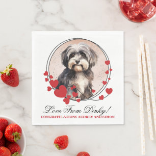 Havanese Red Heart Wreath Dog Photo Napkin