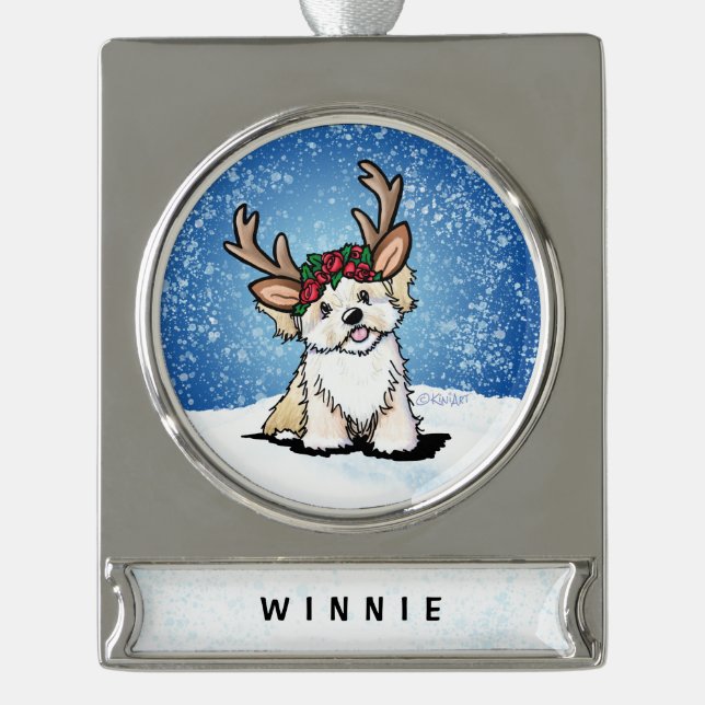 Havanese Reindeer Christmas Ornament (Front)