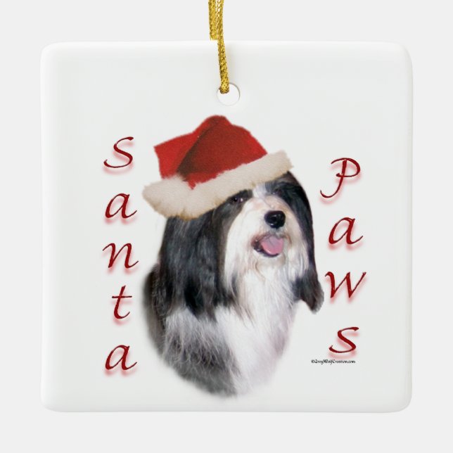 Havanese Santa Paws Ceramic Ornament (Front)
