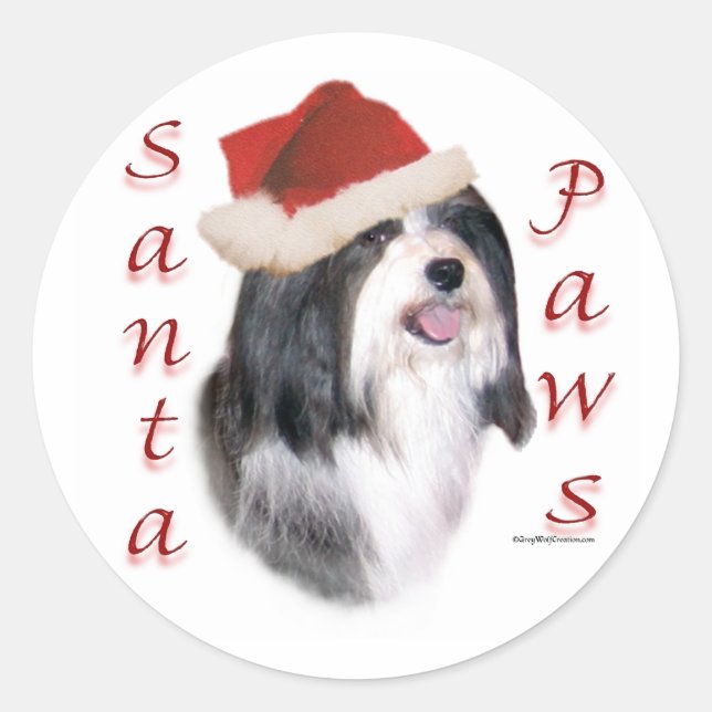 Havanese Santa Paws Classic Round Sticker (Front)