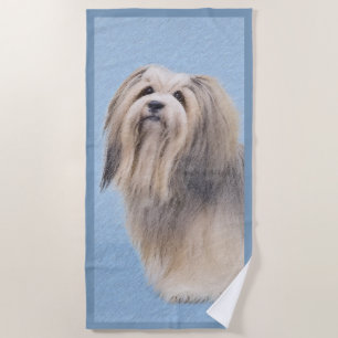 Havanese (Silver) Painting - Cute Original Dog Art Beach Towel