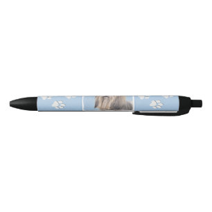 Havanese (Silver) Painting - Cute Original Dog Art Black Ink Pen