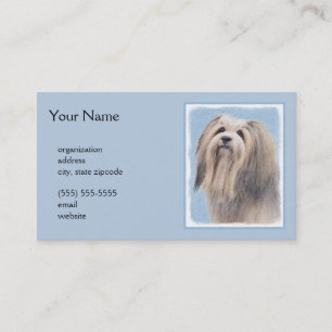 Havanese (Silver) Painting - Cute Original Dog Art Business Card