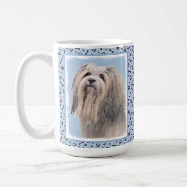 Havanese (Silver) Painting - Cute Original Dog Art Coffee Mug (Left)