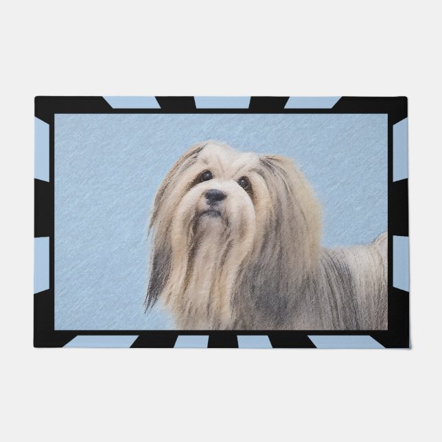 Havanese (Silver) Painting - Cute Original Dog Art Doormat (Front)