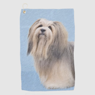 Havanese (Silver) Painting - Cute Original Dog Art Golf Towel