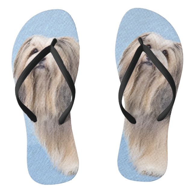 Havanese (Silver) Painting - Cute Original Dog Art Thongs (Footbed)