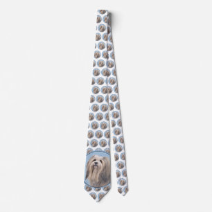 Havanese (Silver) Painting - Cute Original Dog Art Tie