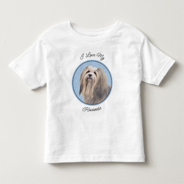 Havanese (Silver) Painting - Cute Original Dog Art Toddler T-Shirt (Front)