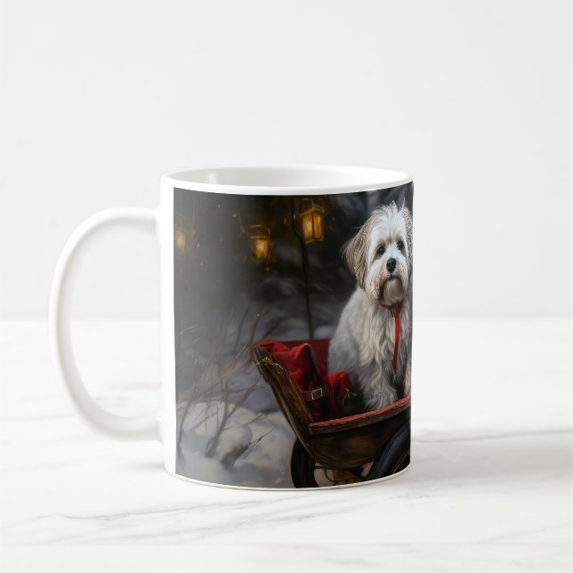 Havanese Snowy Sleigh Christmas Decor  Coffee Mug (Left)