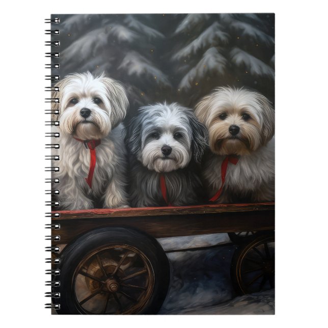 Havanese Snowy Sleigh Christmas Decor  Notebook (Front)