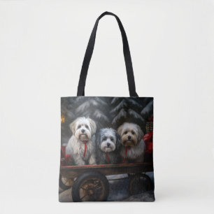Havanese Snowy Sleigh Christmas Decor  Tote Bag