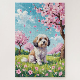 Havanese Spring Cherry Blossom Dog Jigsaw Puzzle