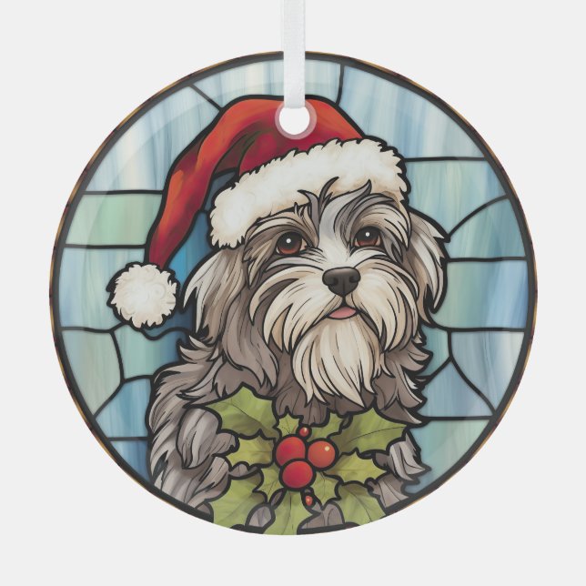 Havanese Stained Glass Christmas  Tree Decoration (Front)
