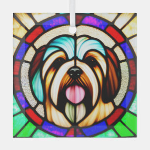 Havanese "Stained Glass"  Glass Tree Decoration