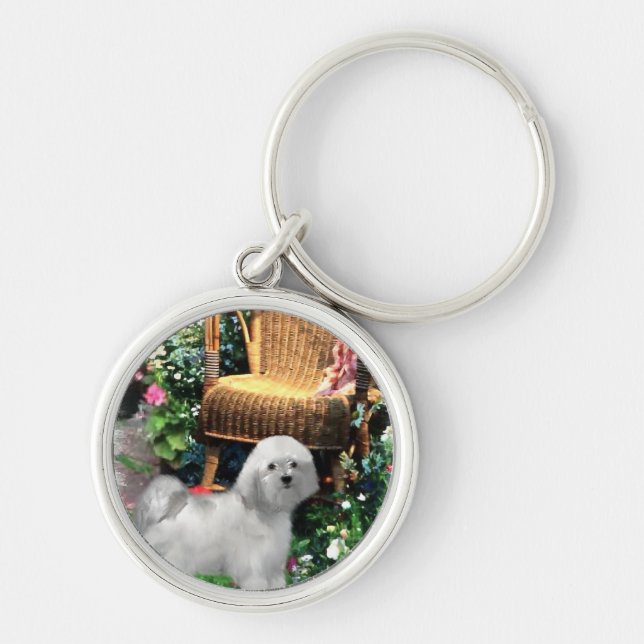 Havanese Summer Garden Key Ring (Front)