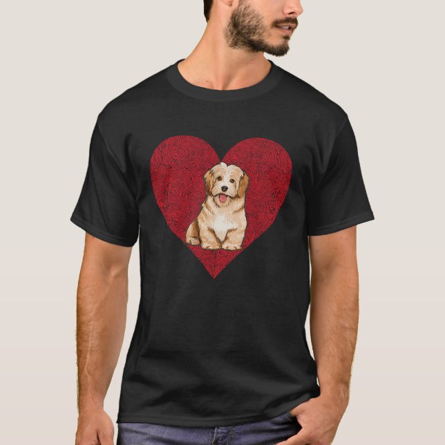 Havanese Valentines Day Dog Love Fingerprint T-Shirt (Front)